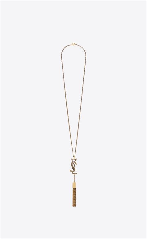 western-style chain necklace in brass ysl|YSL signature necklace.